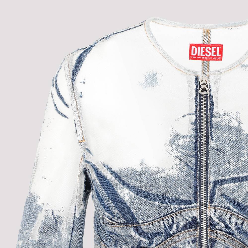 DIESEL  Giacca di Jeans Strappata Blu DIESEL in Cotone da Donna Super sconto