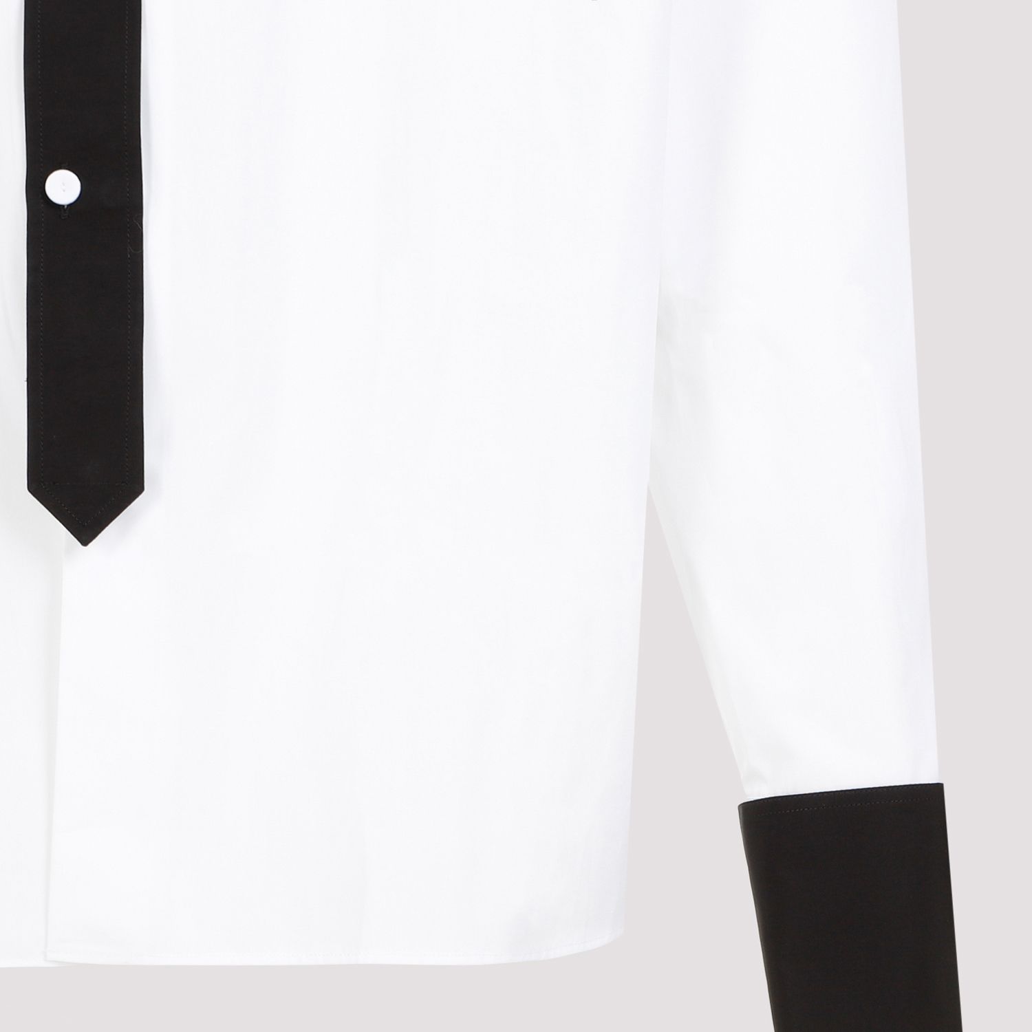 PRADA  Camicia Prada Uomo Cotone Bianco con Colletto a Contrasto Nero Trasporto libero internazionale