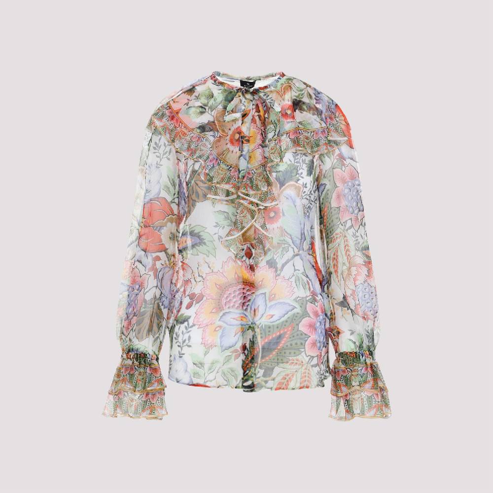 ETRO  Camicia ETRO in Seta Floreale con Ruche - Multicolore Limitato a 3 giorni
