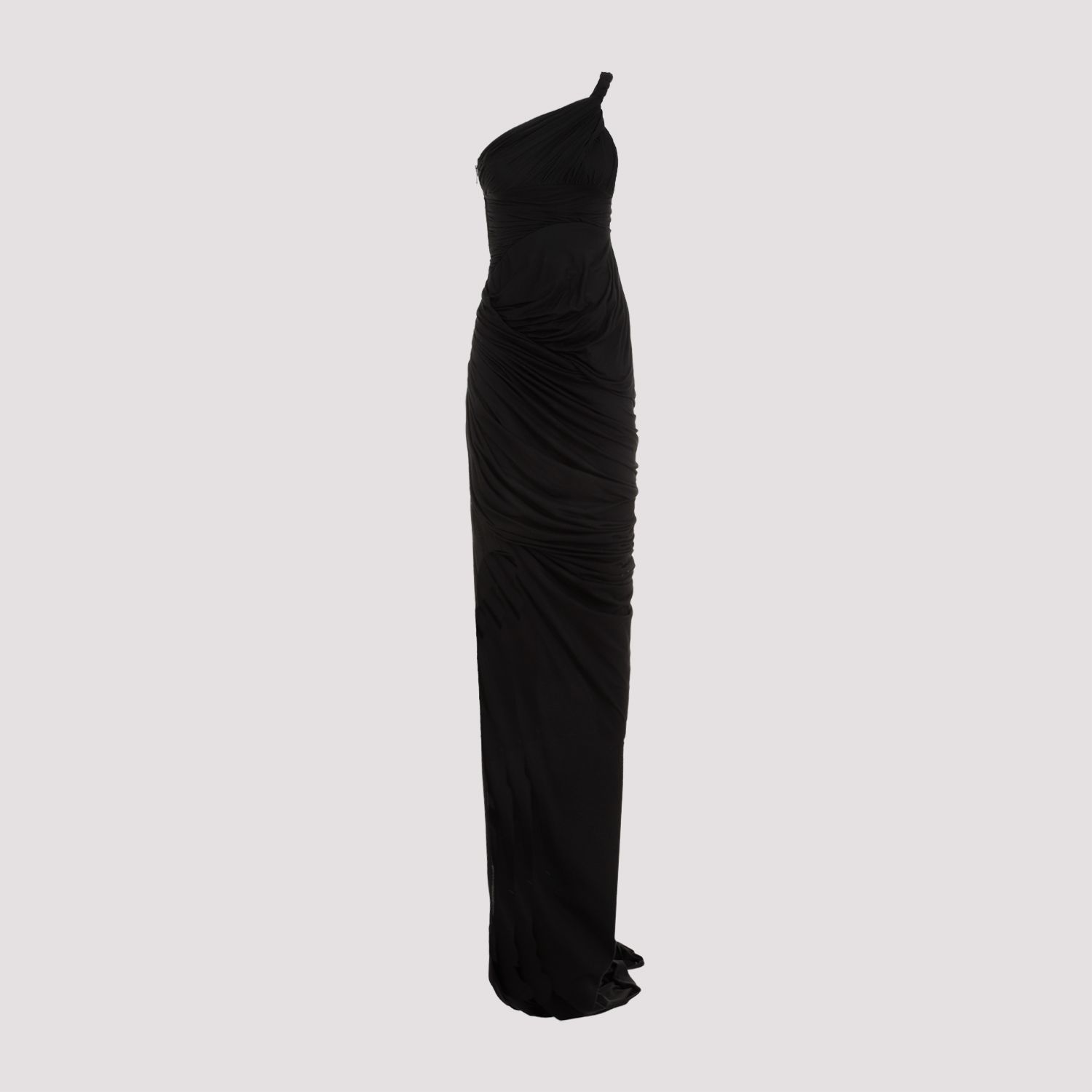 RICK OWENS  Abito Drappeggiato Monospalla Nero in Cotone di Rick Owens Esporta salva