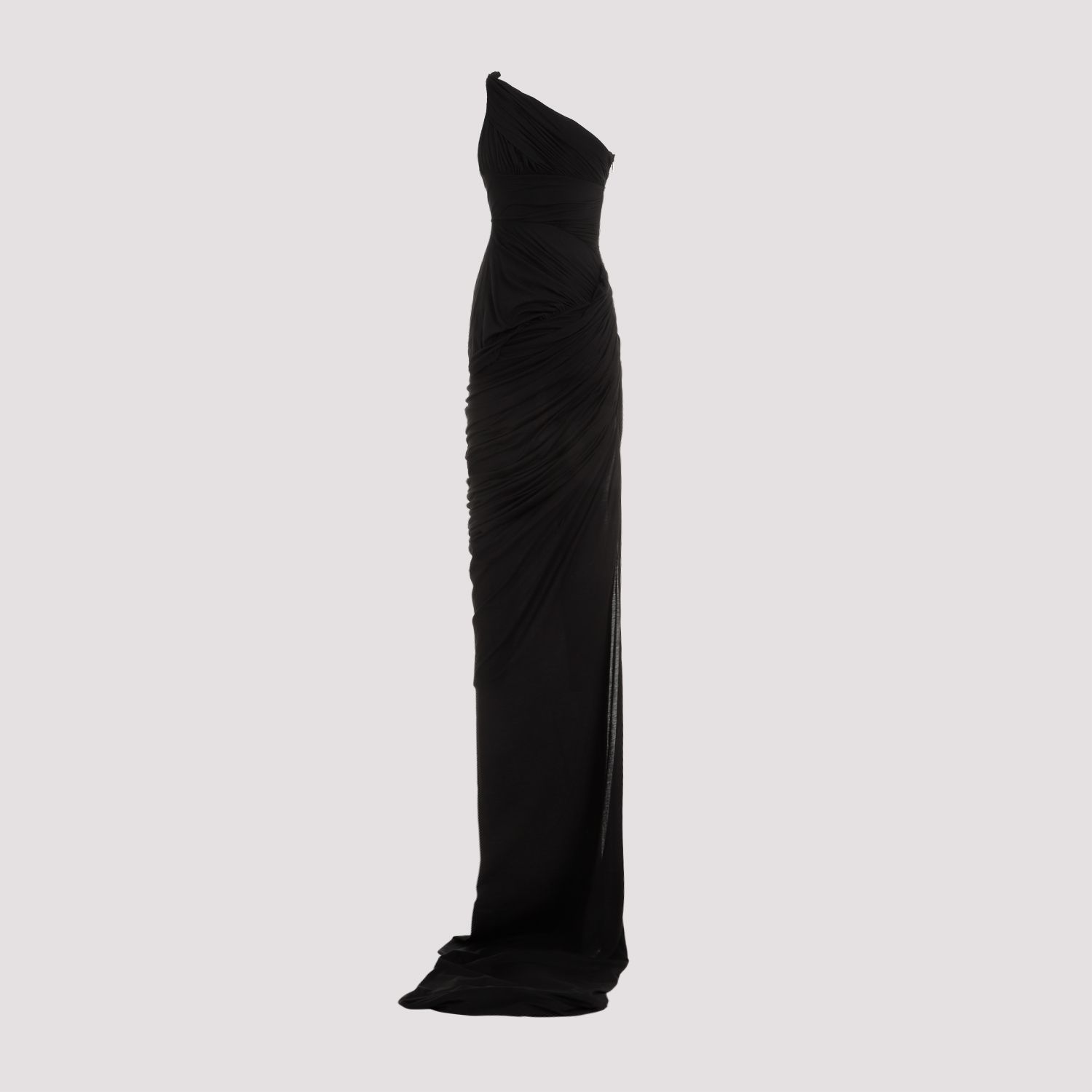 RICK OWENS  Abito Drappeggiato Monospalla Nero in Cotone di Rick Owens Esporta salva