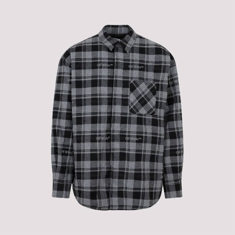 OFF-WHITE  Camicia Overshirt a Quadri in Cotone Grigio da Uomo Off-White 2025