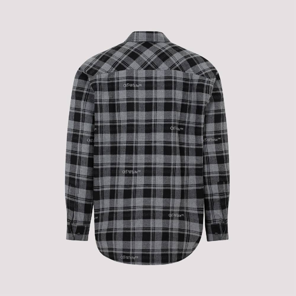 OFF-WHITE  Camicia Overshirt a Quadri in Cotone Grigio da Uomo Off-White 2025