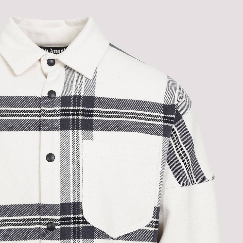 PALM ANGELS  Camicia Overshirt a Quadri Bianco Spento Palm Angels - Uomo Nuovo