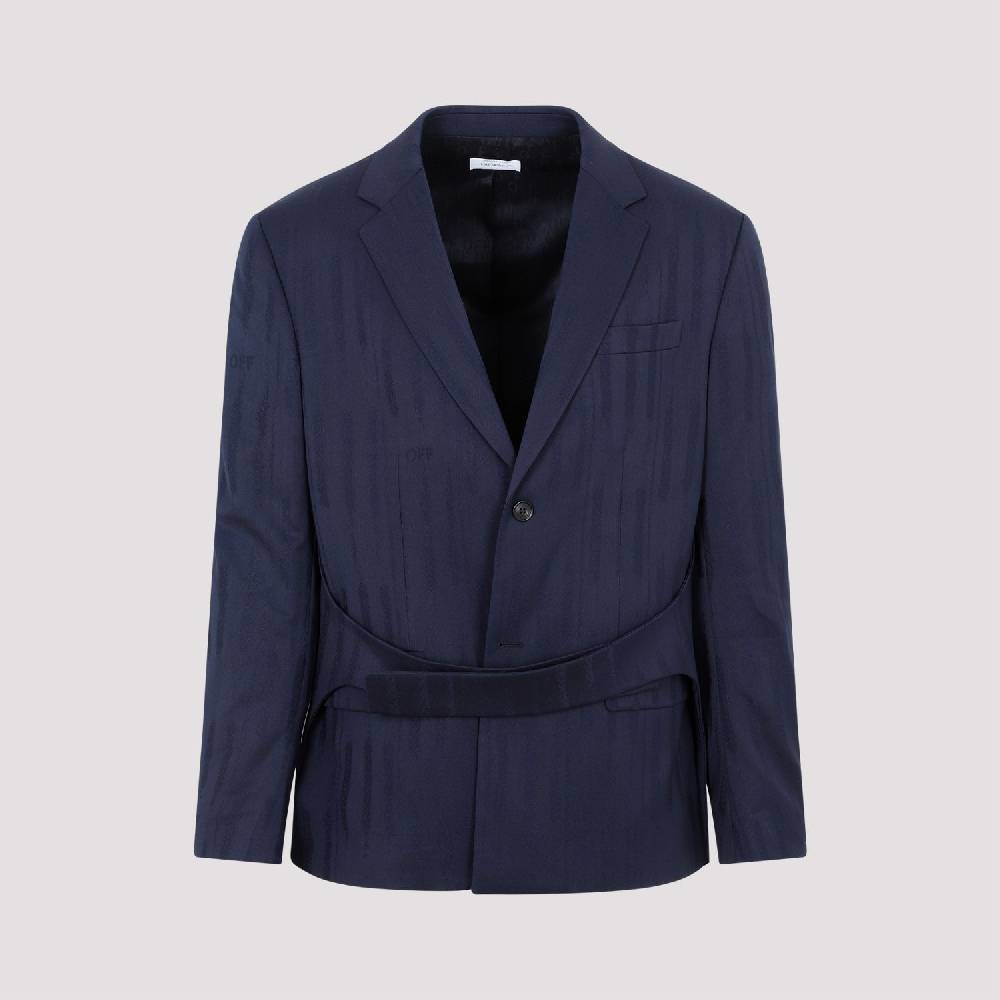 OFF-WHITE  Giacca Uomo Off-White in Lana Blu Shibori Vendita
