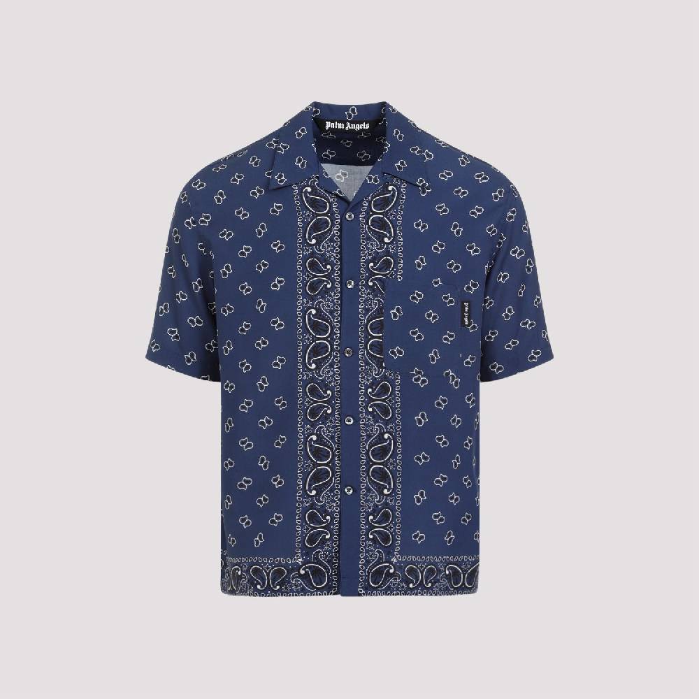 PALM ANGELS  Camicia Bowling Blu Navy Paisley Palm Angels Uomo Promozione