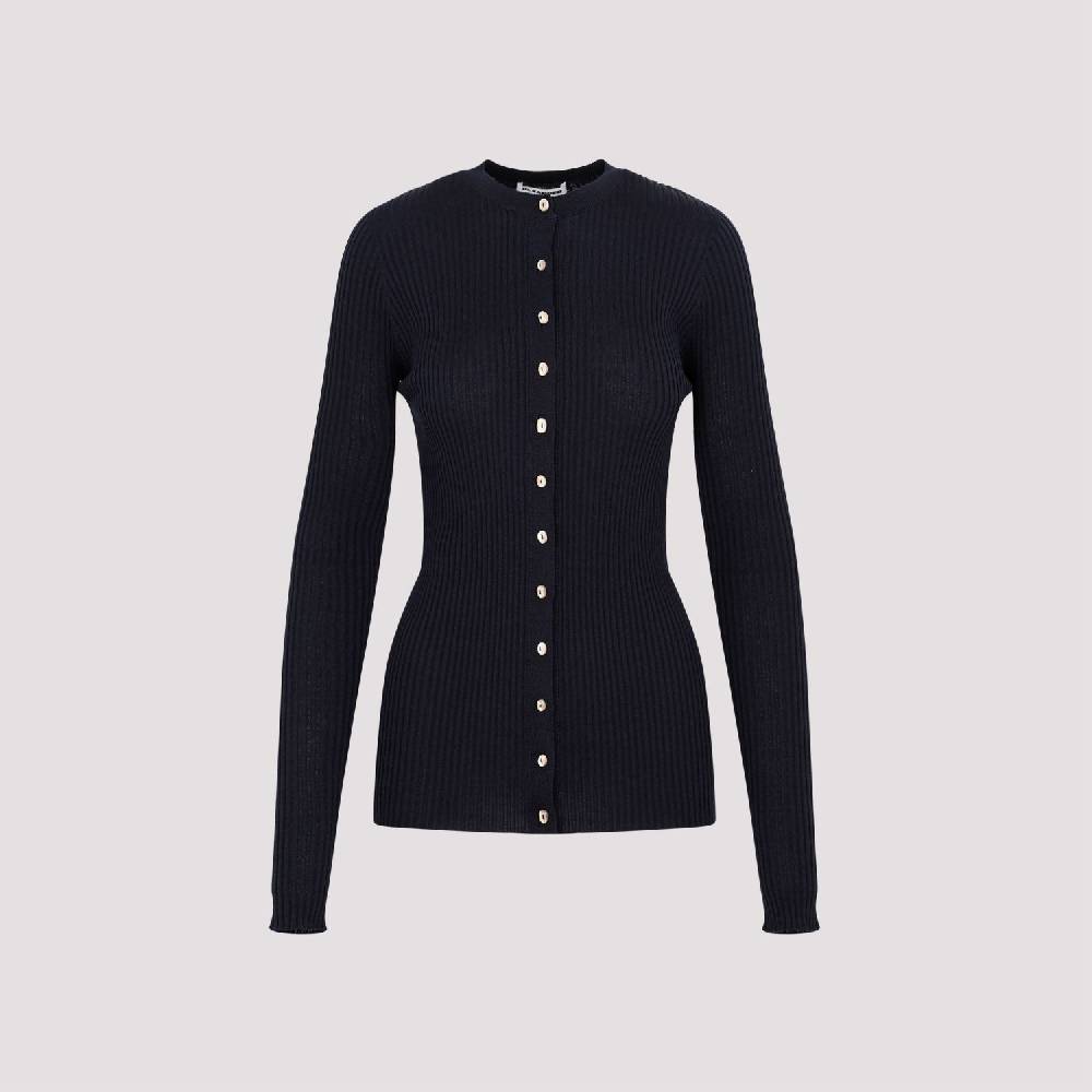 JIL SANDER  Cardigan Blu Notte in Lana e Seta da Donna Jil Sander Soddisfazione Garantita