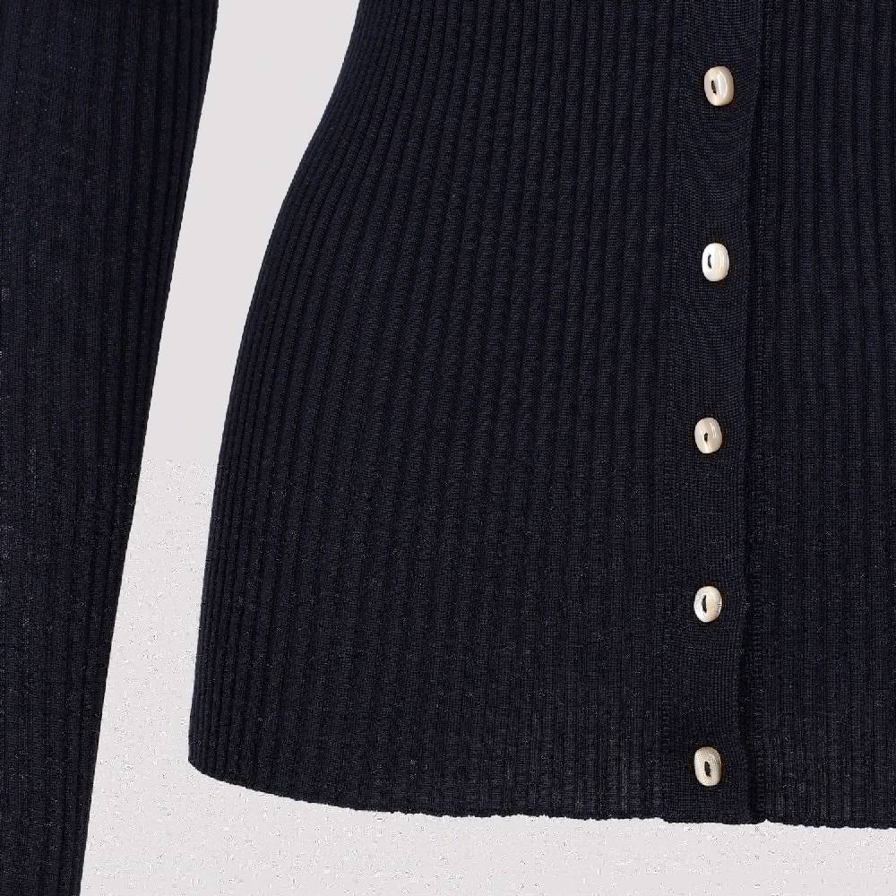 JIL SANDER  Cardigan Blu Notte in Lana e Seta da Donna Jil Sander Soddisfazione Garantita