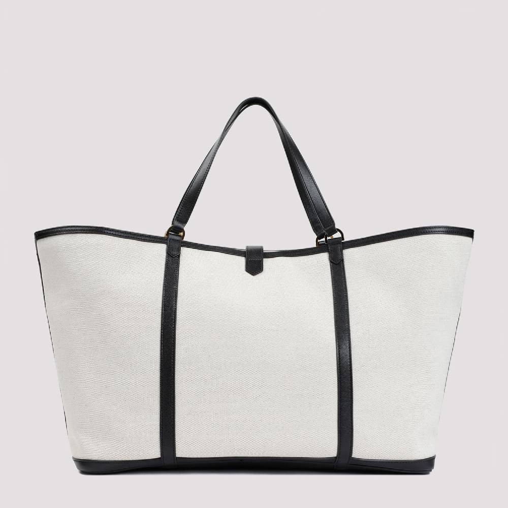 TOM FORD  Borsa Shopper TOM FORD in Cotone e Pelle Nera Negozi Online