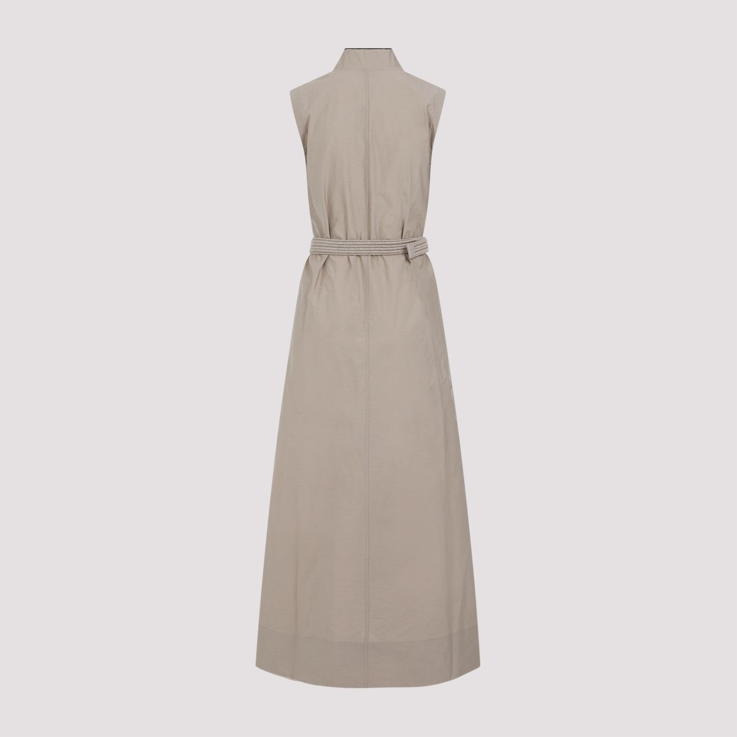 BRUNELLO CUCINELLI  Abito Beige Senza Maniche in Cotone Misto Brunello Cucinelli Consegna Veloce