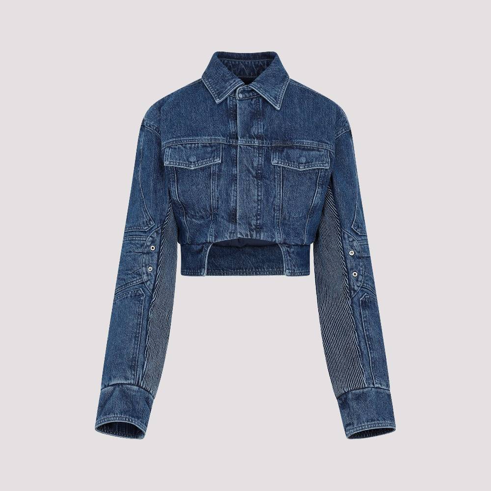 OFF-WHITE  Giacca Moto Cropped Denim Blu Off-White Presa