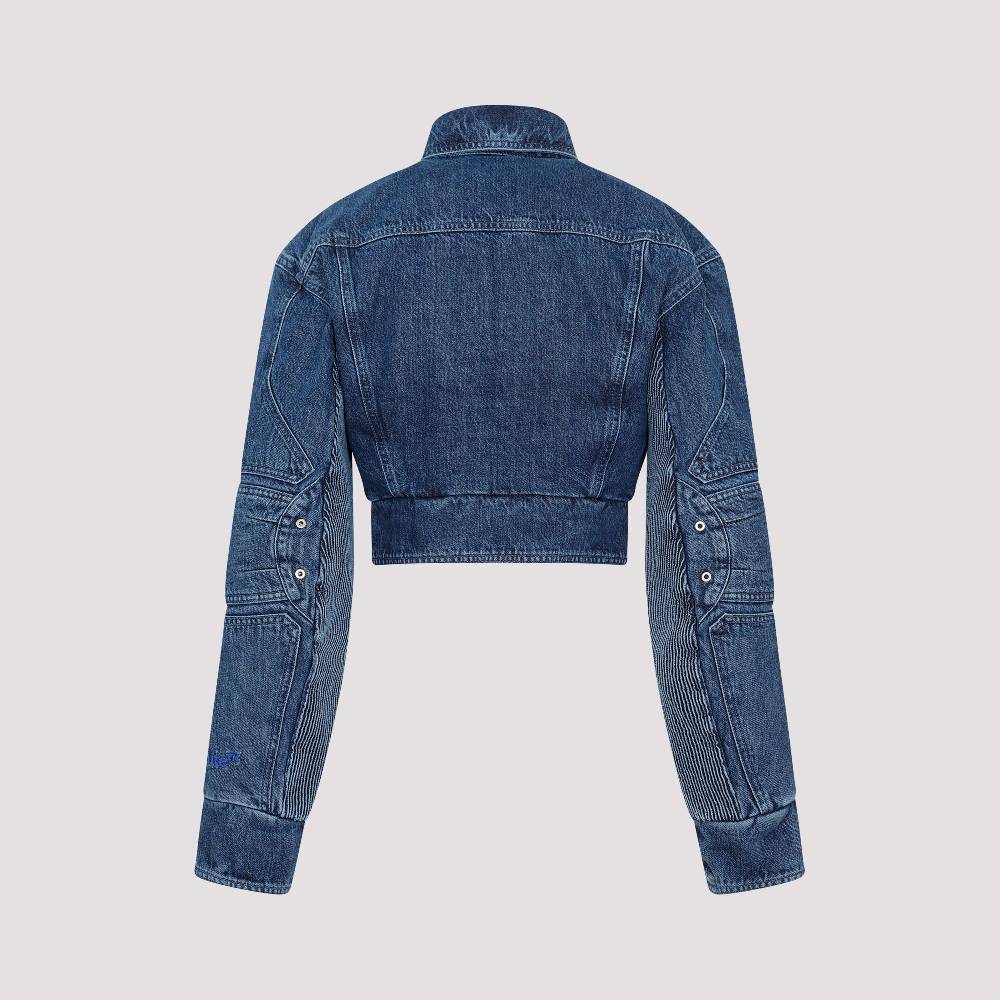OFF-WHITE  Giacca Moto Cropped Denim Blu Off-White Presa
