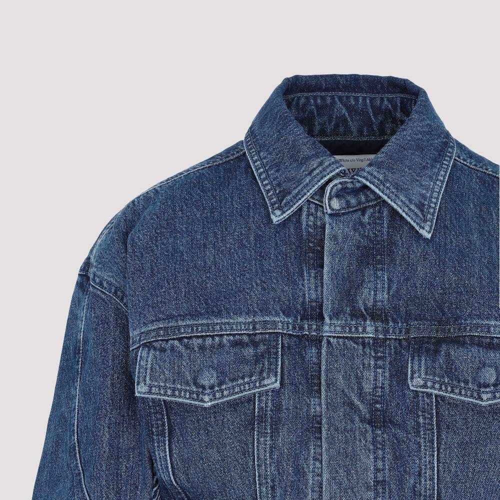 OFF-WHITE  Giacca Moto Cropped Denim Blu Off-White Presa
