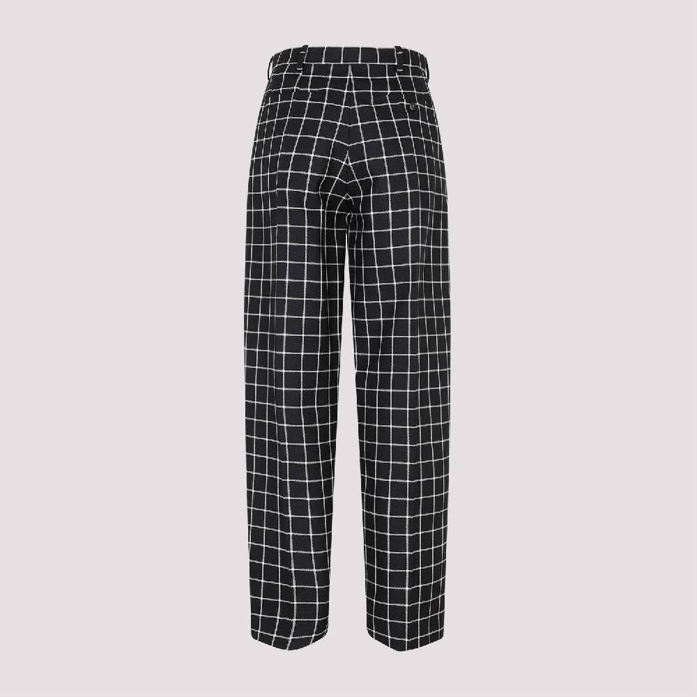 MARNI  Pantaloni Dritti di Lana a Quadri Neri MARNI per Donna Sconto