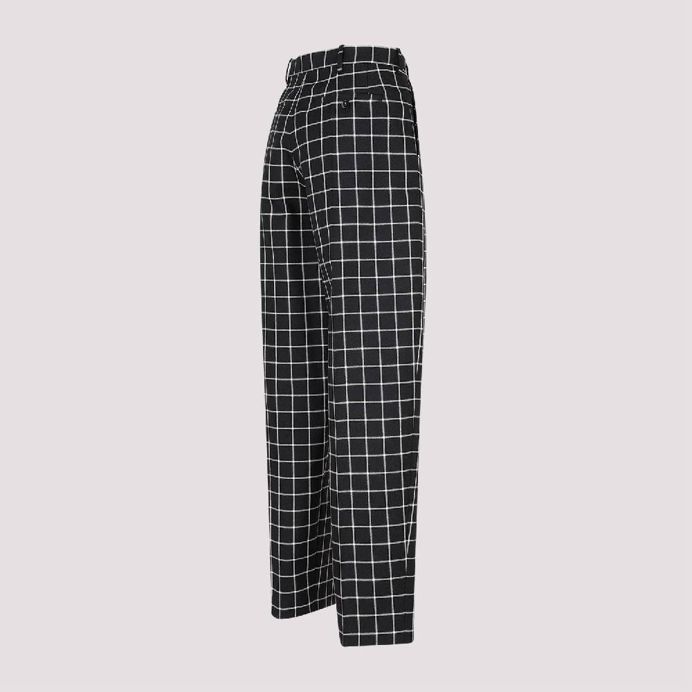 MARNI  Pantaloni Dritti di Lana a Quadri Neri MARNI per Donna Sconto