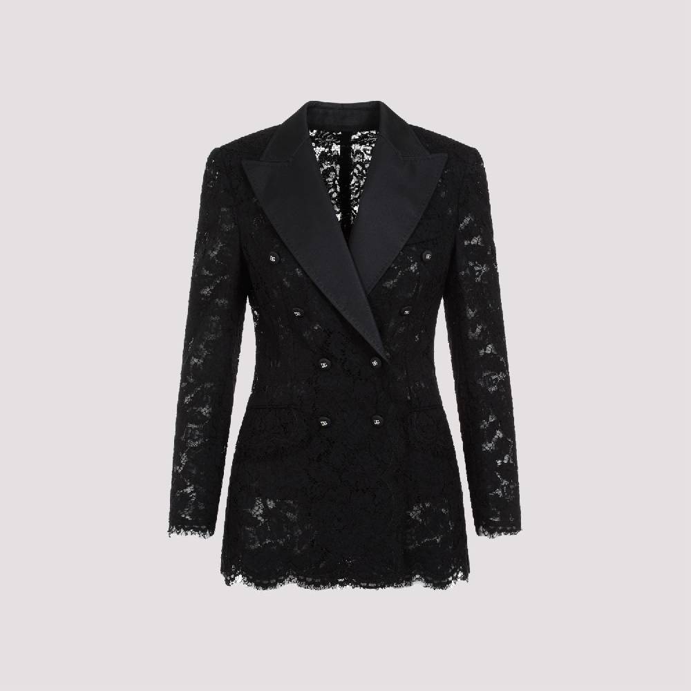 DOLCE & GABBANA  Giacca Pizzo Cotone Nero Dolce & Gabbana Vendita Calda