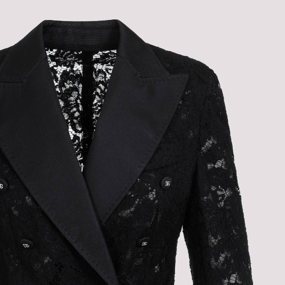 DOLCE & GABBANA  Giacca Pizzo Cotone Nero Dolce & Gabbana Vendita Calda