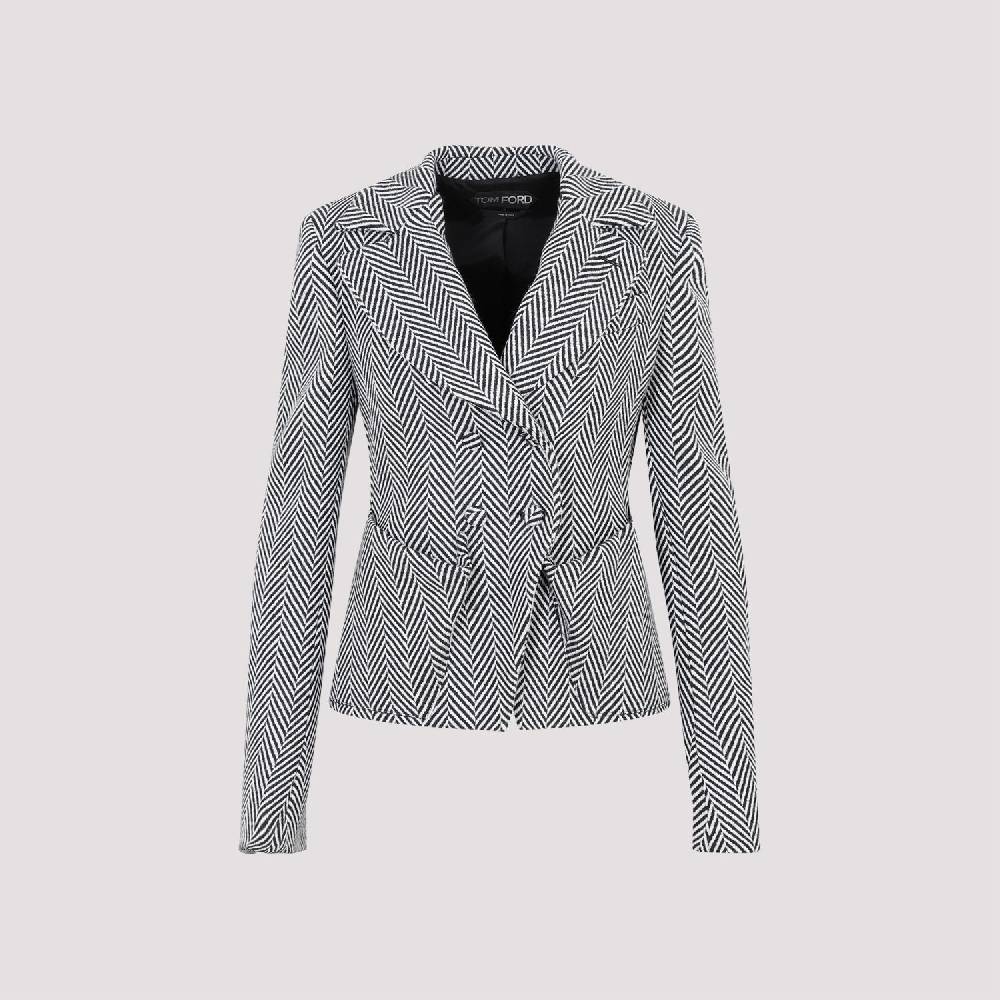 TOM FORD  Giacca Acetato Chevron Nera Tom Ford - Doppiopetto Donna Saldi Di Fabbrica