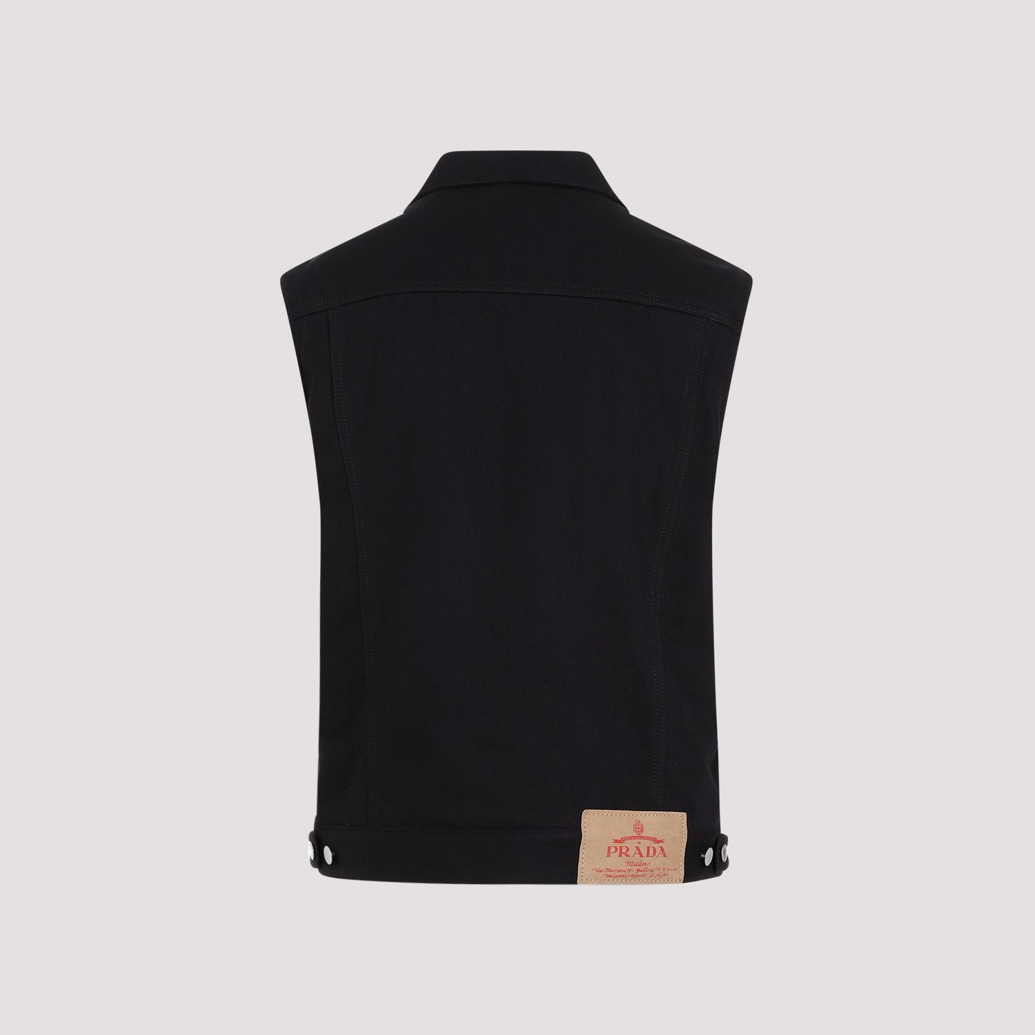 PRADA  Gilet di Jeans Nero in Cotone PRADA - Panciotto Senza Maniche Uomo Vendite Flash