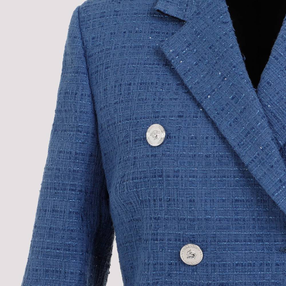 VERSACE  Blazer Tweed Cotone Blu Versace da Donna Negozio