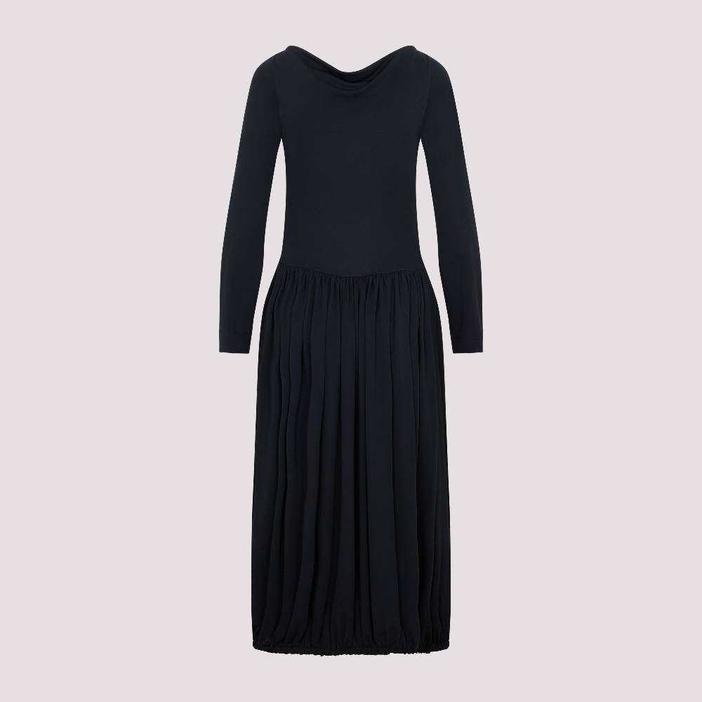 LANVIN  Abito Midi Drappeggiato Nero LANVIN con Spilla Spedizione gratuita