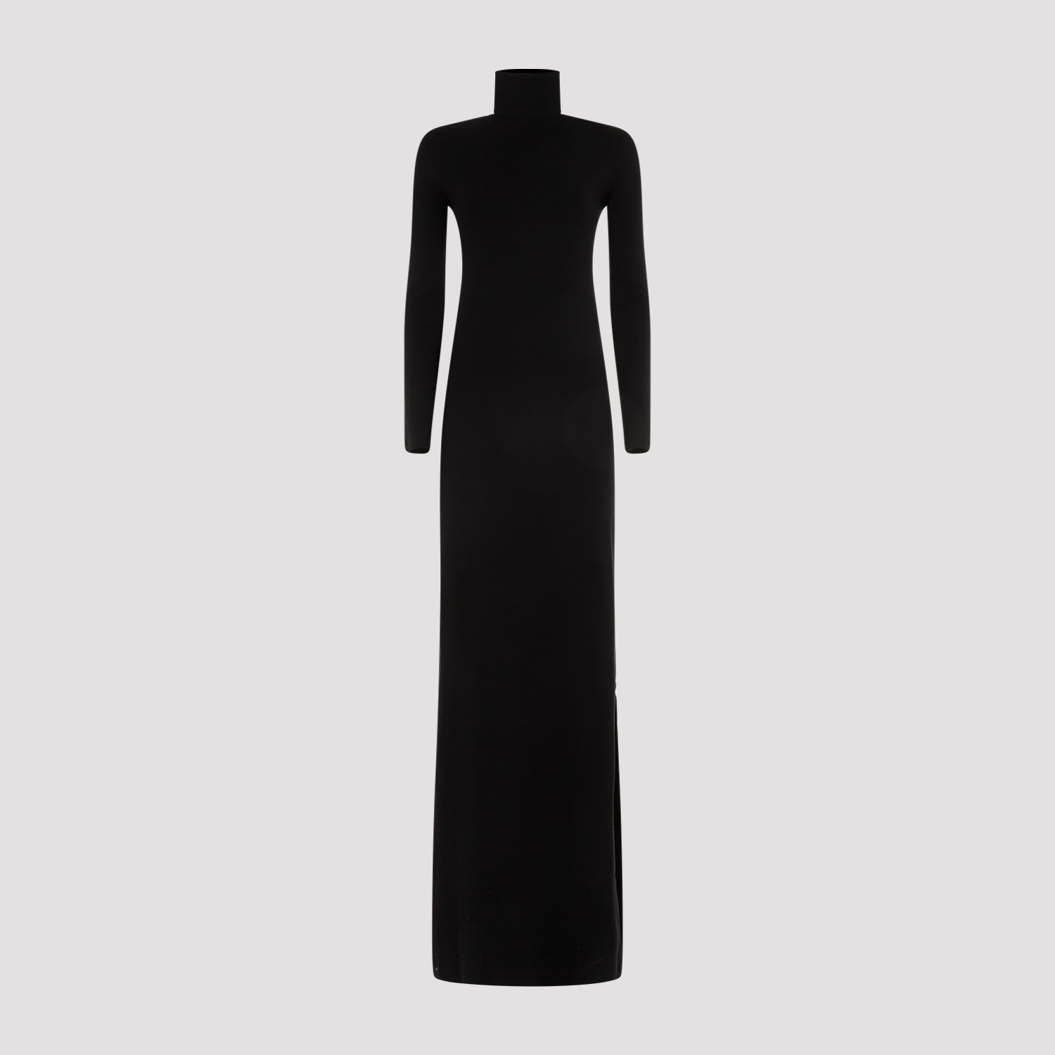 SAINT LAURENT  Abito Lungo Nero in Lana Saint Laurent Collo Alto Black Friday