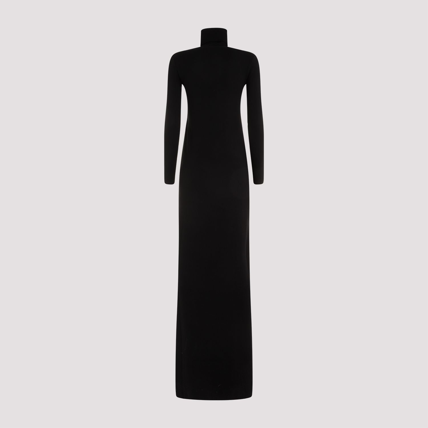 SAINT LAURENT  Abito Lungo Nero in Lana Saint Laurent Collo Alto Black Friday