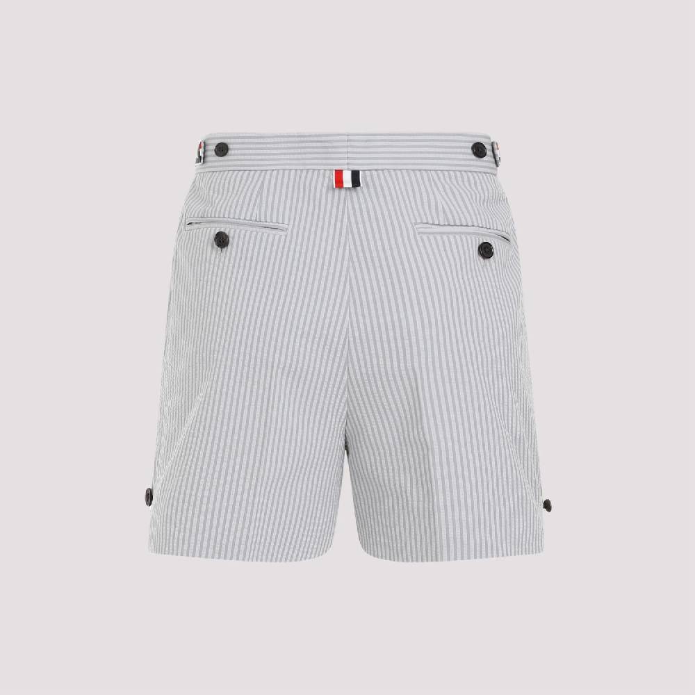 THOM BROWNE  Pantaloncini di Cotone Grigio Thom Browne con Righe Signature Offerta migliore