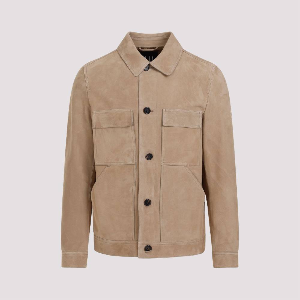 DUNHILL  Giacca di Pelle Scamosciata Marrone Dunhill Uomo Latest fashion