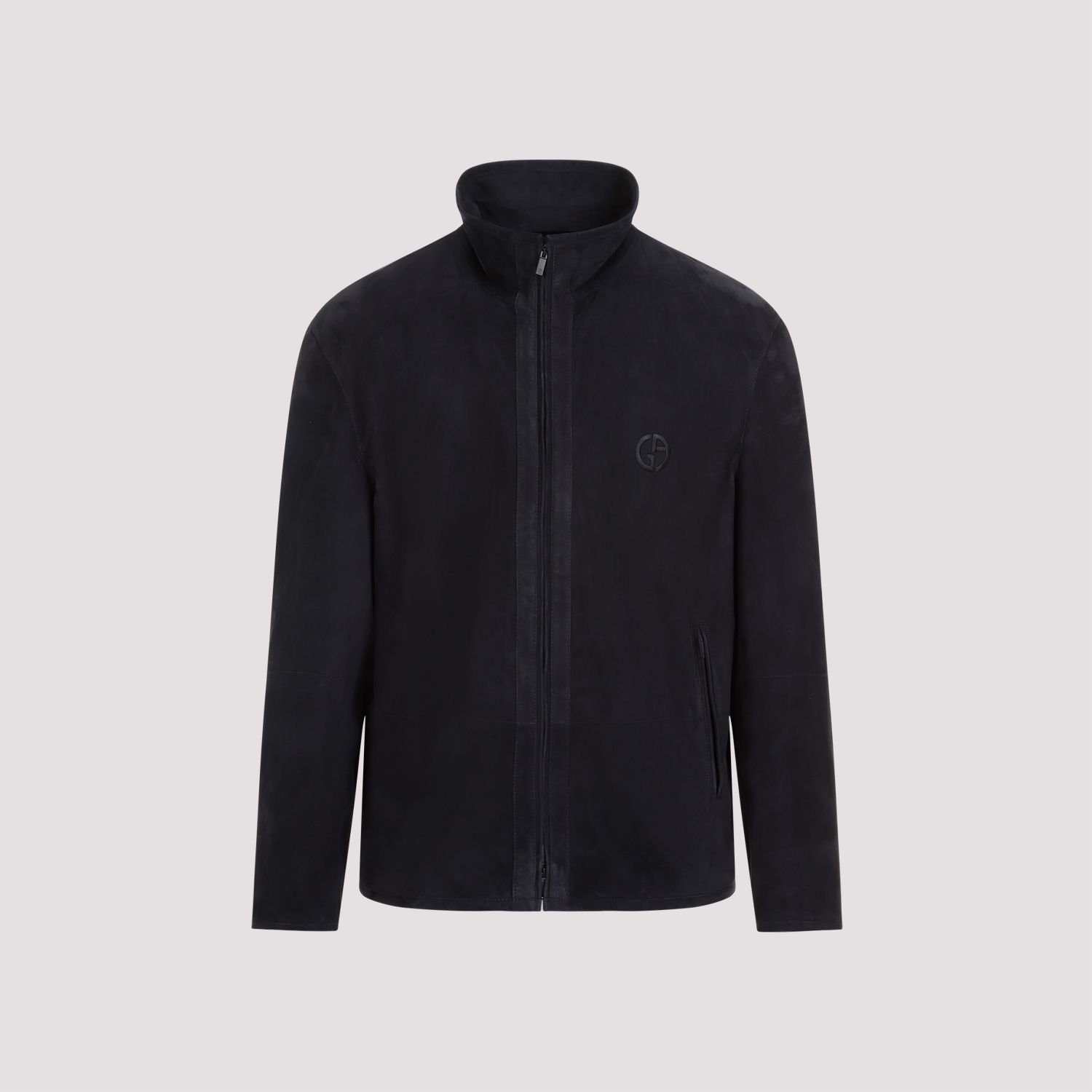 GIORGIO ARMANI  Giubbotto in Pelle Scamosciata Blu Uomo Giorgio Armani Liquidazione
