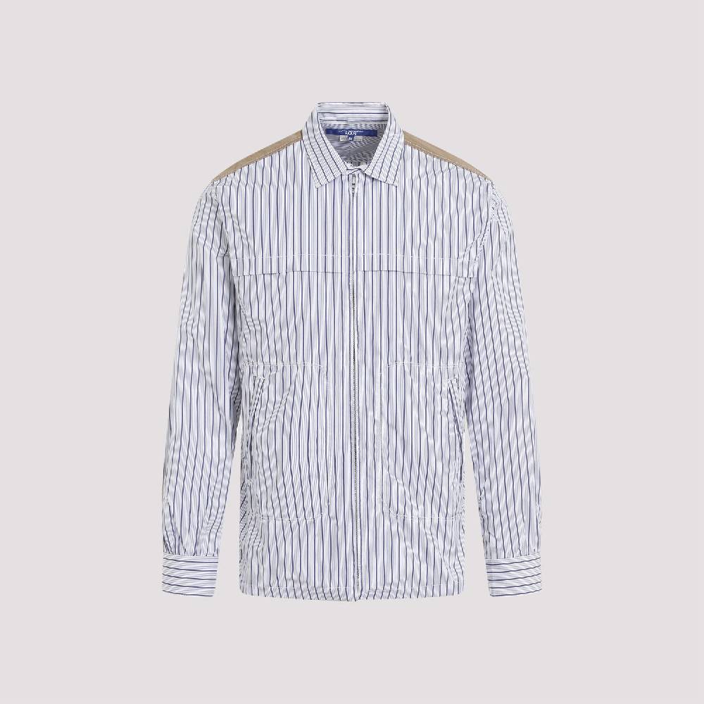 JUNYA WATANABE  Camicia in Cotone da Uomo Junya Watanabe - Bianca a Righe con Zip Super Saving Price