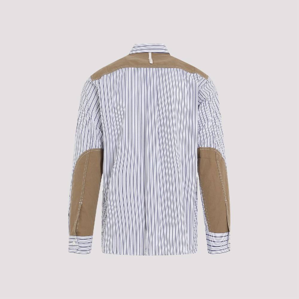JUNYA WATANABE  Camicia in Cotone da Uomo Junya Watanabe - Bianca a Righe con Zip Super Saving Price