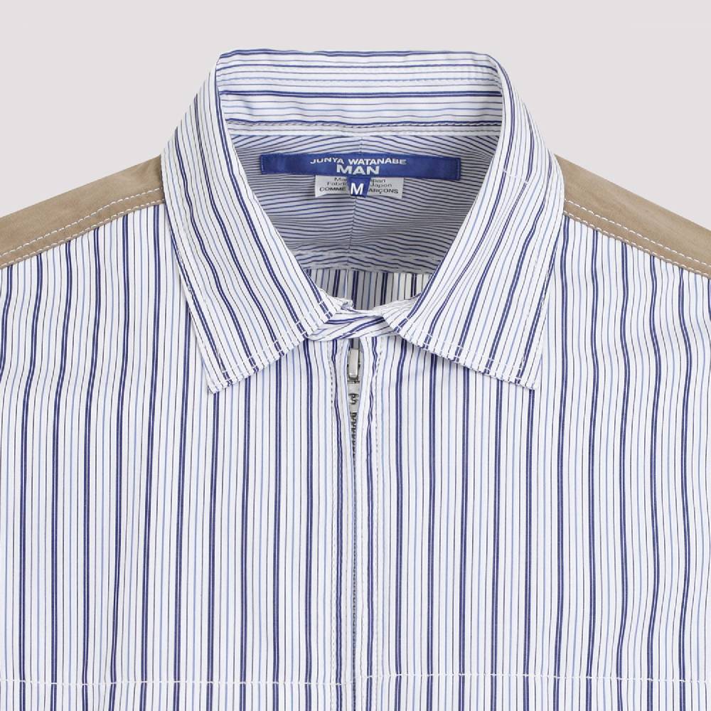 JUNYA WATANABE  Camicia in Cotone da Uomo Junya Watanabe - Bianca a Righe con Zip Super Saving Price