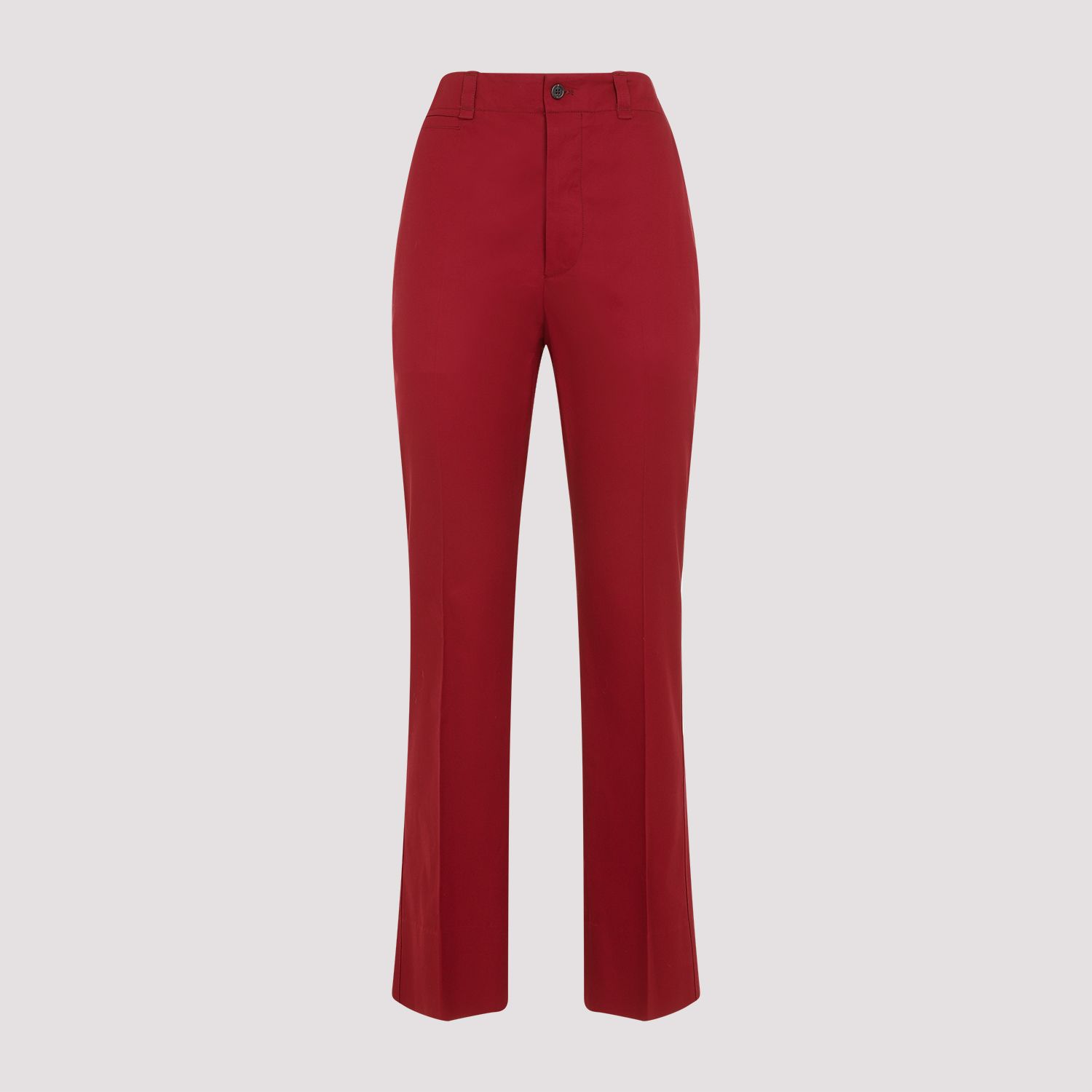 SAINT LAURENT  Pantaloni Donna Cotone Rosso a Vita Alta Saint Laurent Ritorno libero