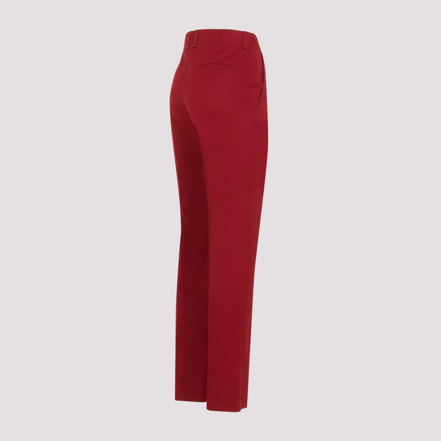 SAINT LAURENT  Pantaloni Donna Cotone Rosso a Vita Alta Saint Laurent Ritorno libero