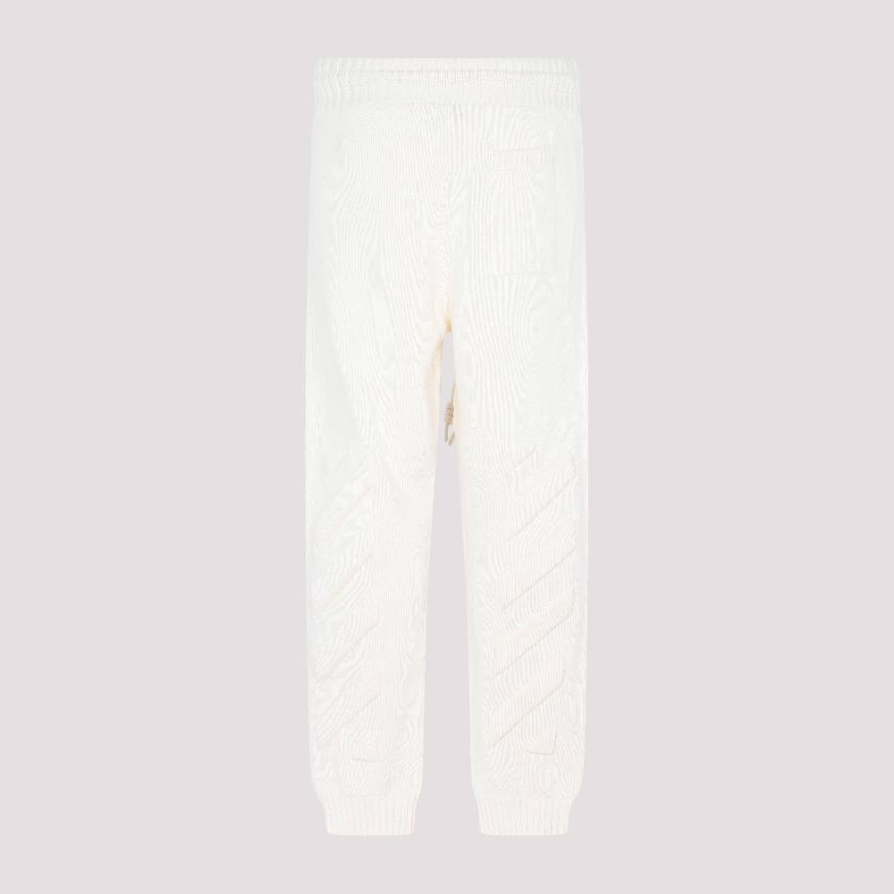 OFF-WHITE  Pantaloni Maglia Diag in Cotone Beige Off-White ACQUISTA ORA