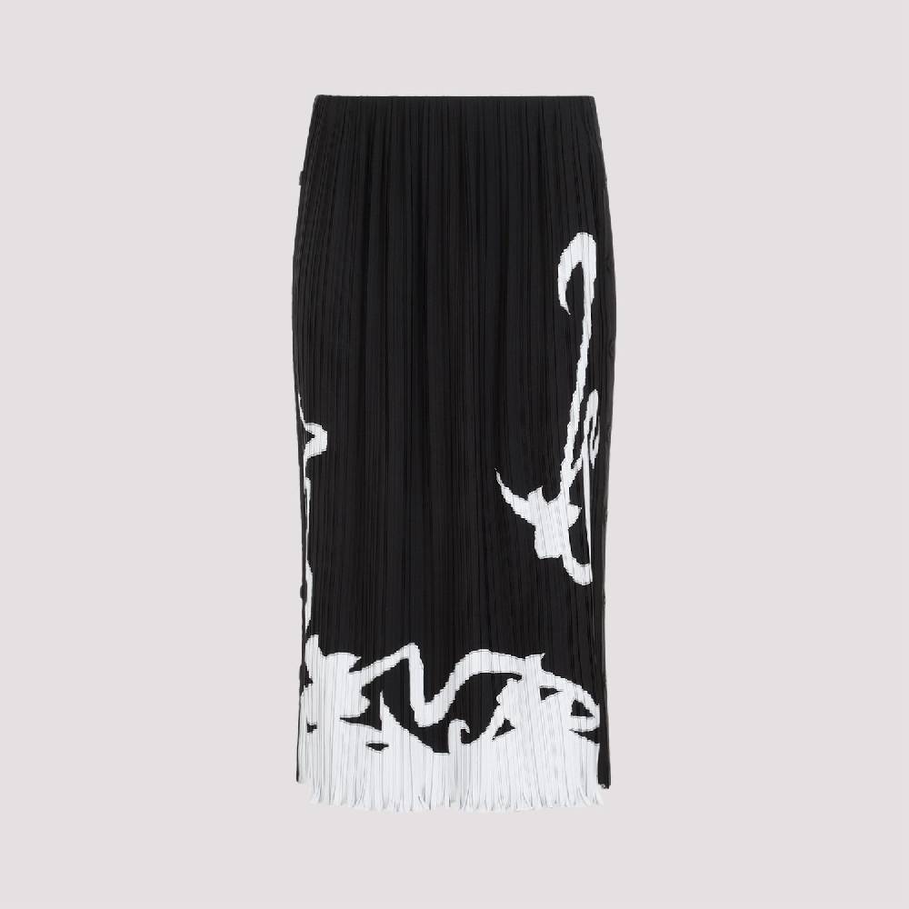 LANVIN  Gonna Midi Piegata Nera LANVIN con Motivo Geometrico Promozione temporanea