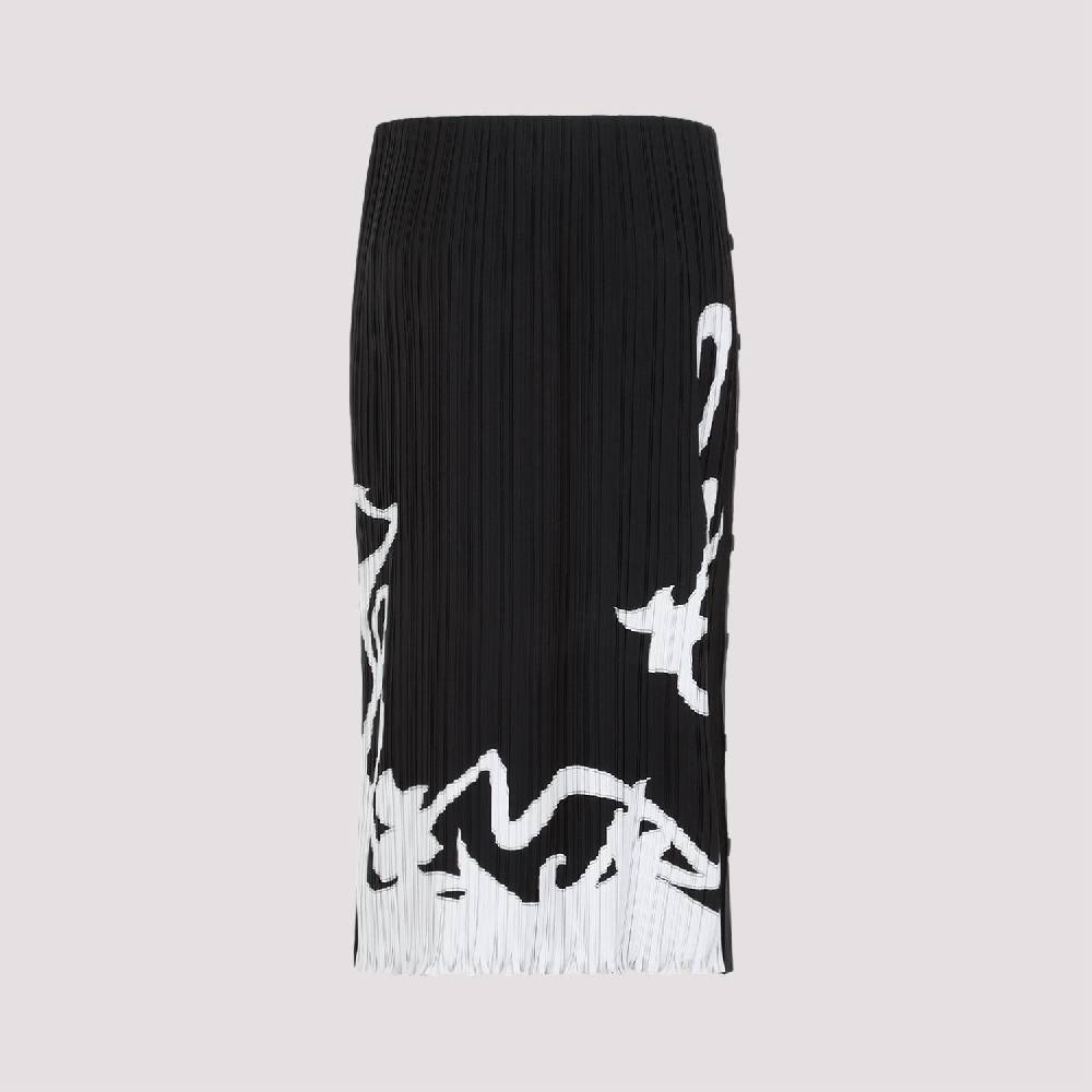 LANVIN  Gonna Midi Piegata Nera LANVIN con Motivo Geometrico Promozione temporanea
