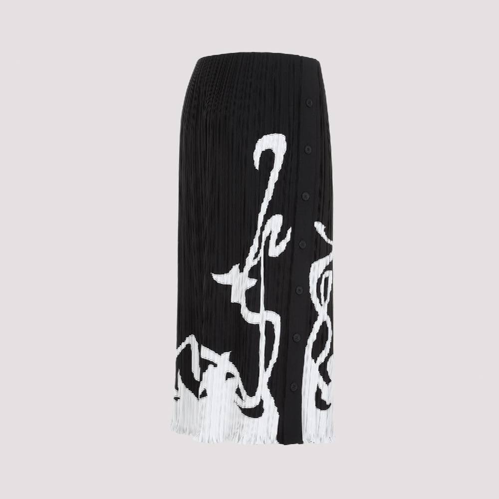 LANVIN  Gonna Midi Piegata Nera LANVIN con Motivo Geometrico Promozione temporanea