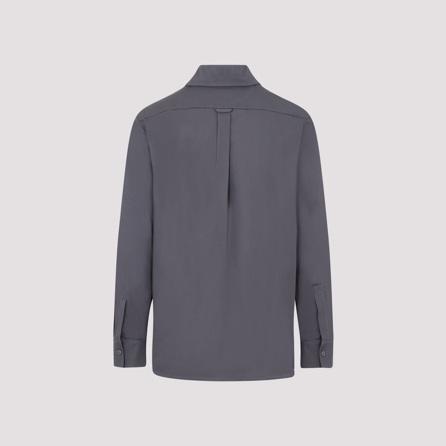 PALM ANGELS  Camicia in Cotone Antracite Palm Angels con Fascia Logo Fino al 50% di sconto
