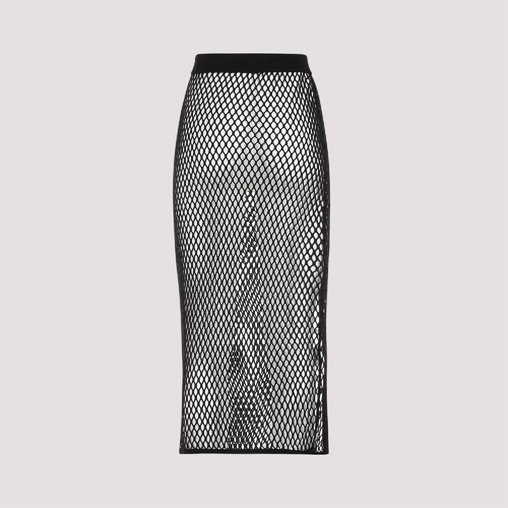 OFF-WHITE  Gonna Midi Nera in Cotone con Logo OFF-WHITE Fino al 65% di sconto