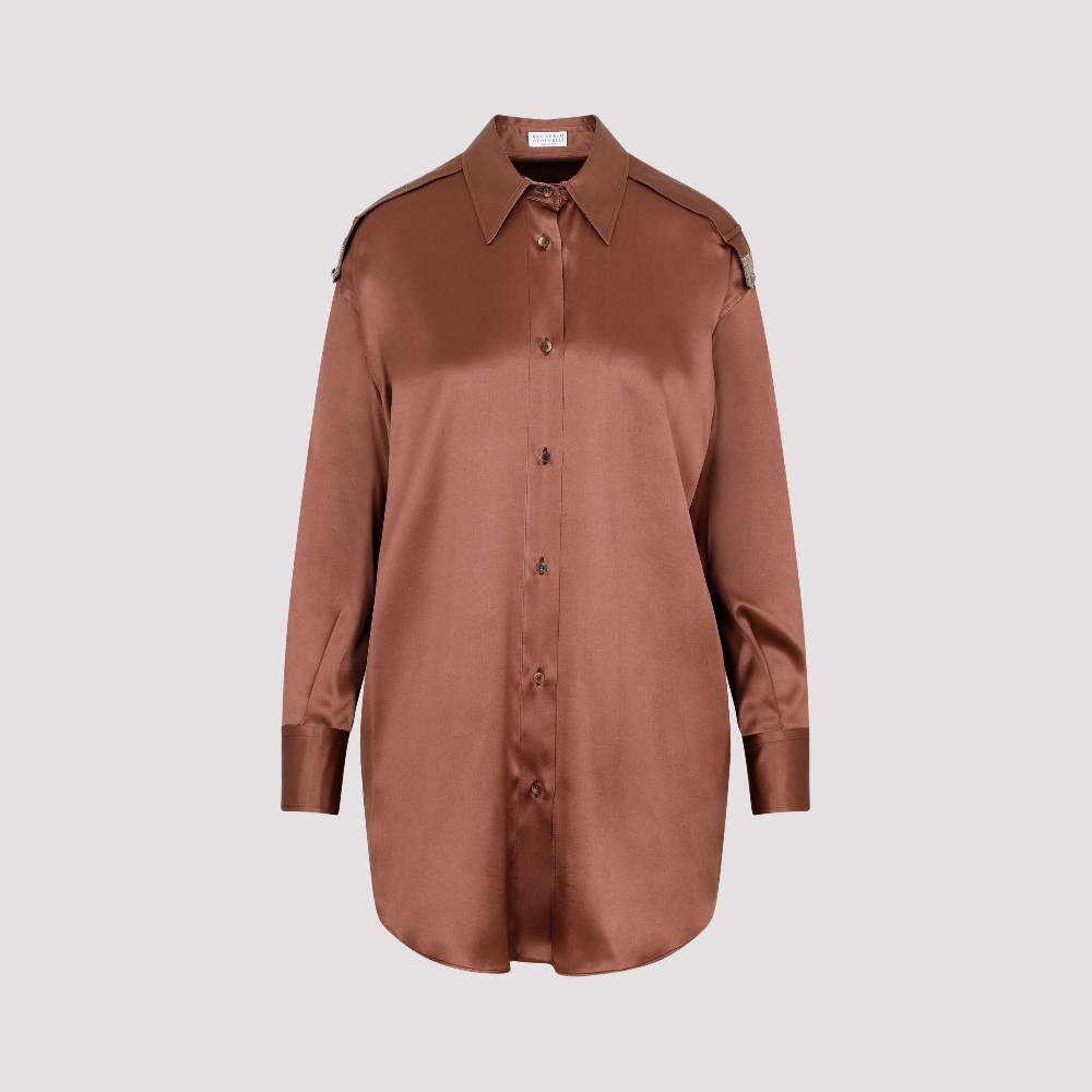 BRUNELLO CUCINELLI  Camicia Marrone in Seta Brunello Cucinelli da Donna Fino al 55% di sconto
