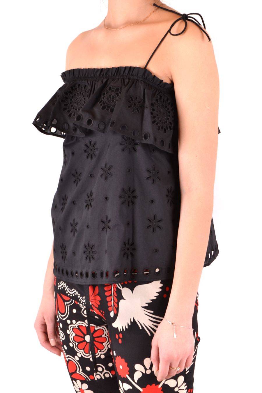 RED VALENTINO  Top Elegante di Cotone Nero RED VALENTINO Prezzo Ridotto