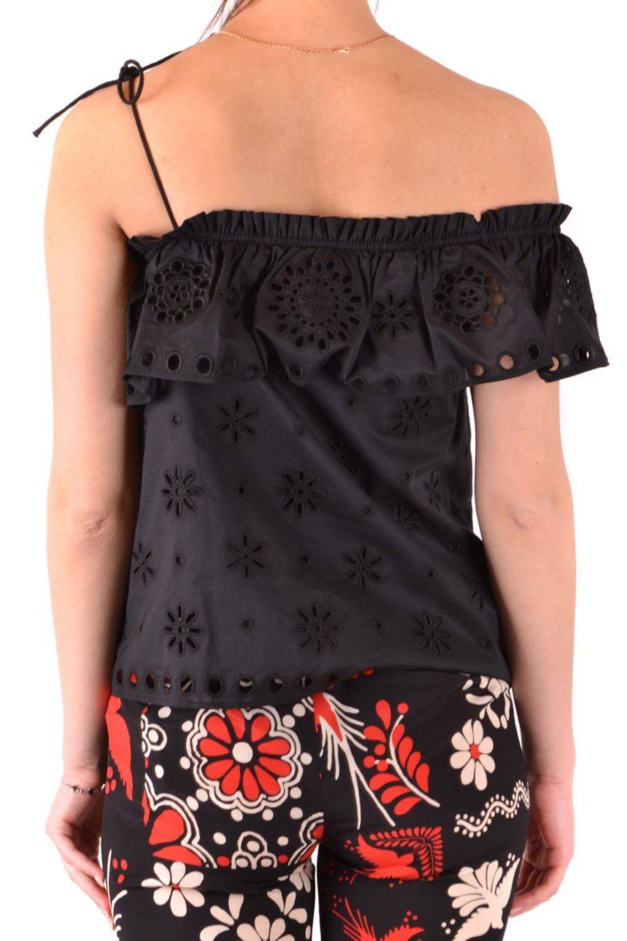 RED VALENTINO  Top Elegante di Cotone Nero RED VALENTINO Prezzo Ridotto
