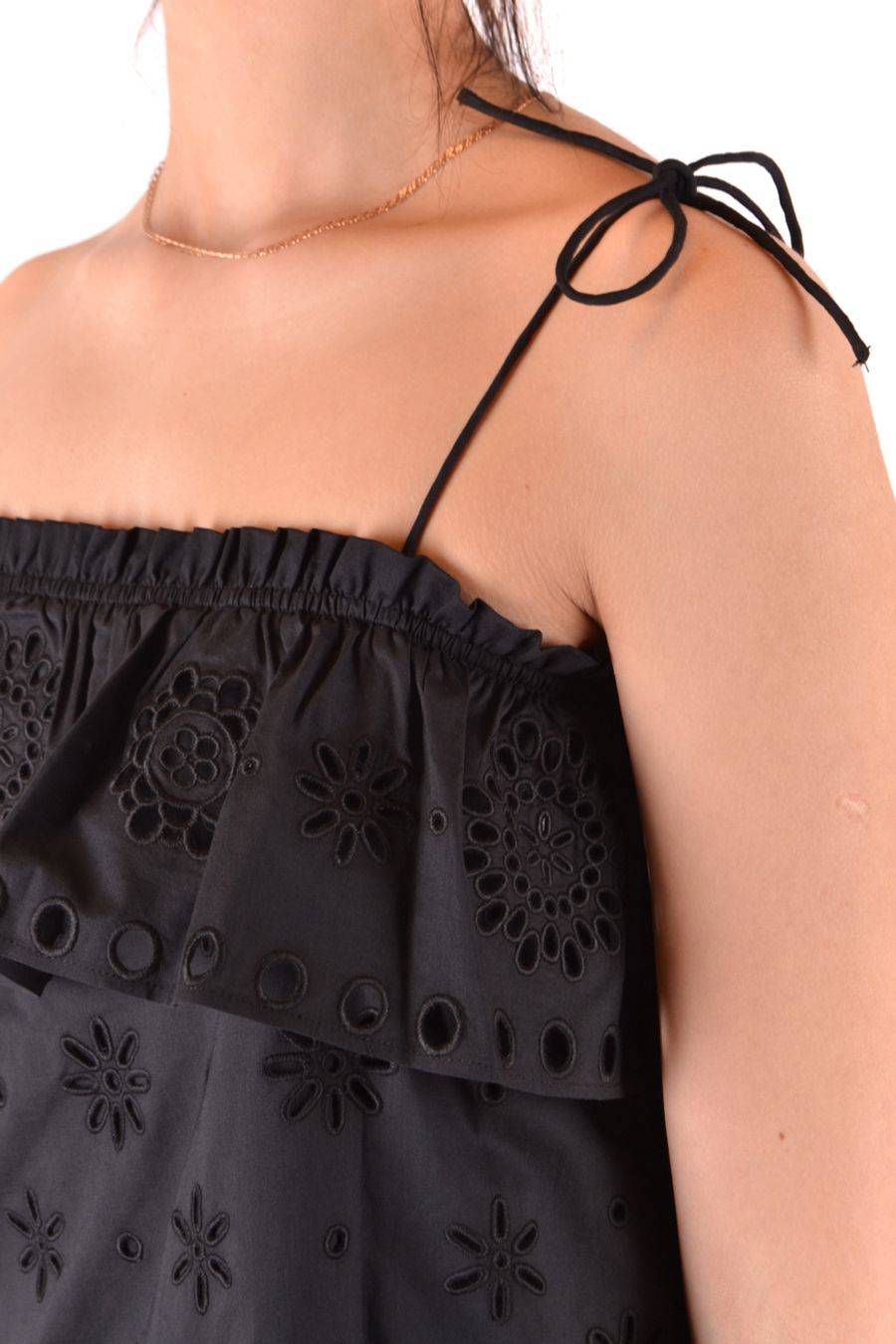 RED VALENTINO  Top Elegante di Cotone Nero RED VALENTINO Prezzo Ridotto