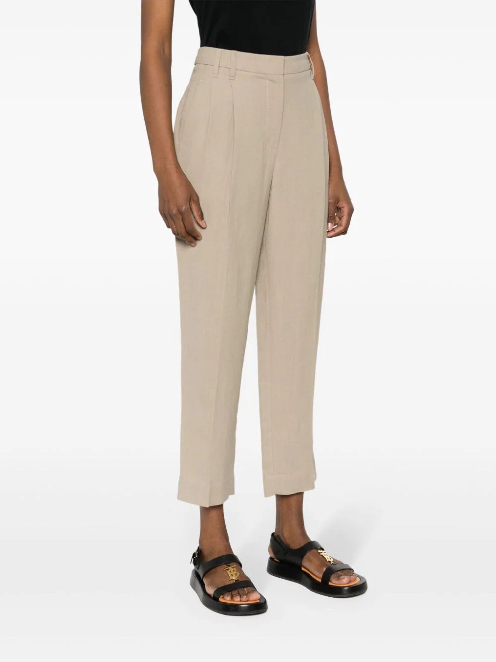 BRUNELLO CUCINELLI  Pantaloni Donna in Misto Lino Beige Brunello Cucinelli Presa