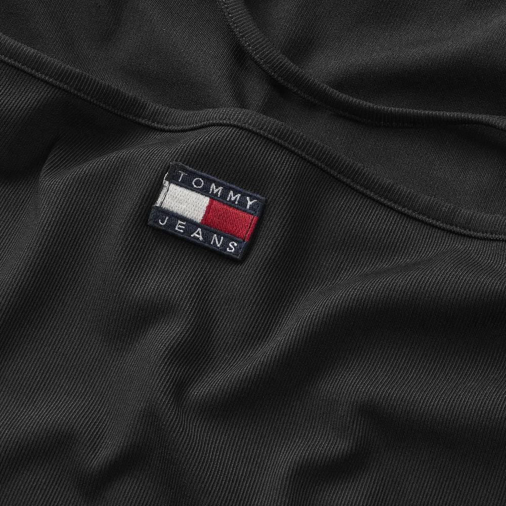 TOMMY JEANS  T-Shirt Nera Tommy Jeans Slim con Scollo a Halter Vendita Economica