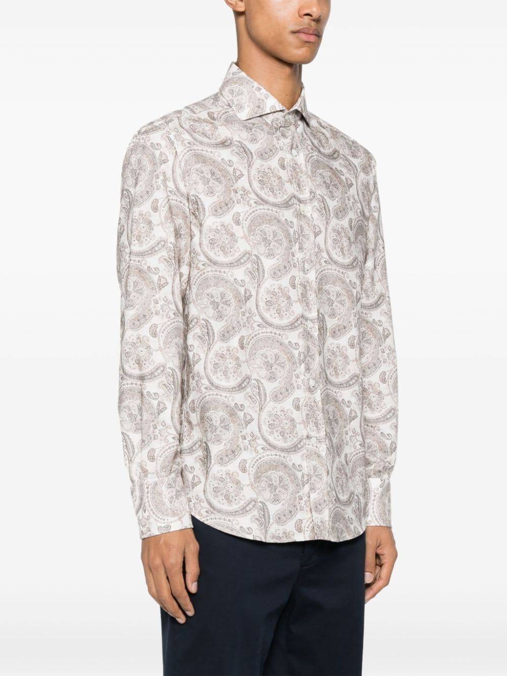 BRUNELLO CUCINELLI  Camicia Uomo Cotone Beige Brunello Cucinelli Moda