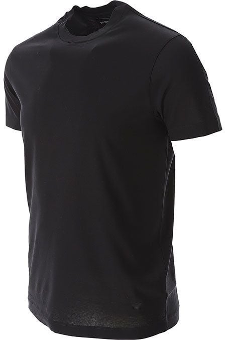 EMPORIO ARMANI  T-Shirt Uomo Emporio Armani in Lyocell e Cotone Nero Offerta per la Festa della Mamma