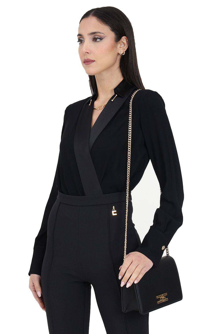 ELISABETTA FRANCHI  Camicia Nera in Viscosa Elisabetta Franchi Donna Offerta Anniversario